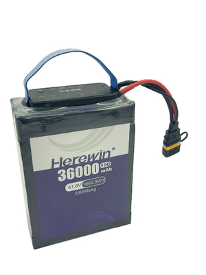 comprar Bolso de bolsillo suave Smart Drone Sprayer Batería de litio inteligente para la agricultura Spray 36000mAh Capacidad Herewin 14S1P 51.8V 36Ah 5C Fabricación en línea