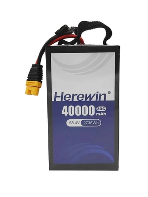 18S1P 40000mAh Herewin Soft Pack Batería para drones 68.4V 30C Batería para UAV