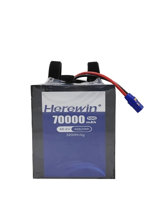 Herewin Batería semisólida para Uav 18S 66.6V 70000mAh Batería de alta densidad de energía