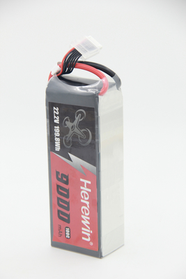Alta velocidad de alta velocidad 6S 100C 9Ah FPV Drone Batería Herewin 22.2V 725g