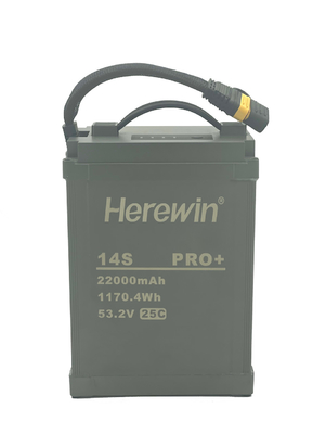 Herewin 14S1P Pro+ 22000mAh 25C Discharge Sprayer UAV Batería 53.2V con cáscara de aleación de aluminio