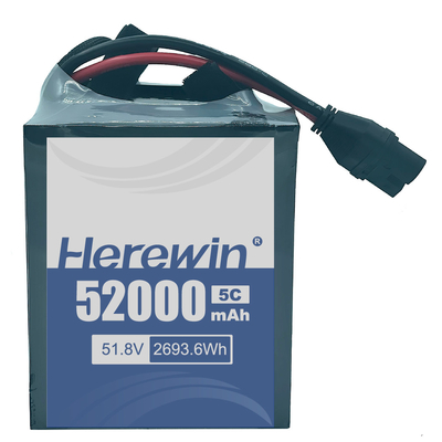 Batería de estado semisólido de 52000 mAh de larga duración con voltaje 51.8V y puerto de comunicación CAN
