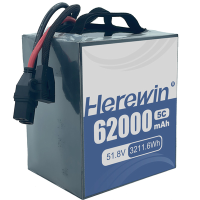 UAV Batería de estado semi sólido Herewin 62000mAh 14S2P 51.8V Solución de almacenamiento de energía para aplicaciones exigentes