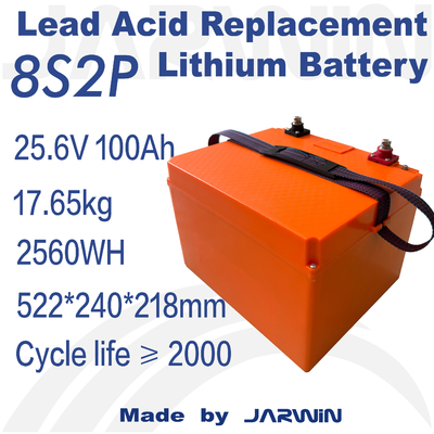 Batería LiFePO4 compacta y ligera de 25,6V 100Ah para una fácil instalación en diversas aplicaciones